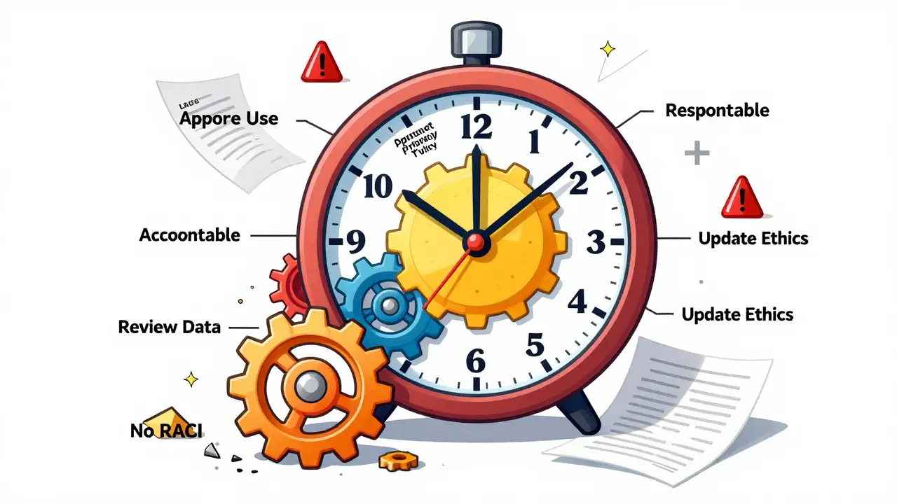 RACI matrix as a working clock, showing clear accountability roles