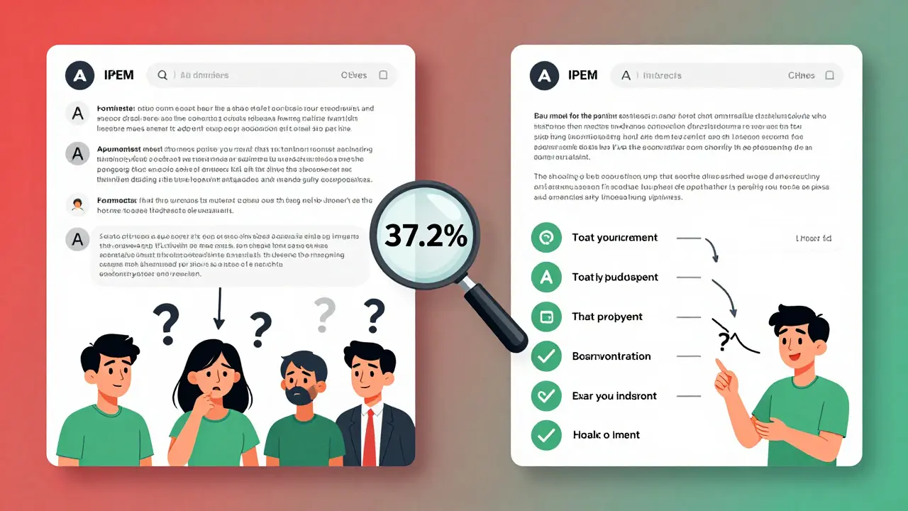 Side-by-side comparison of confusing vs. inclusive AI prompts with user reactions and improvement stats.