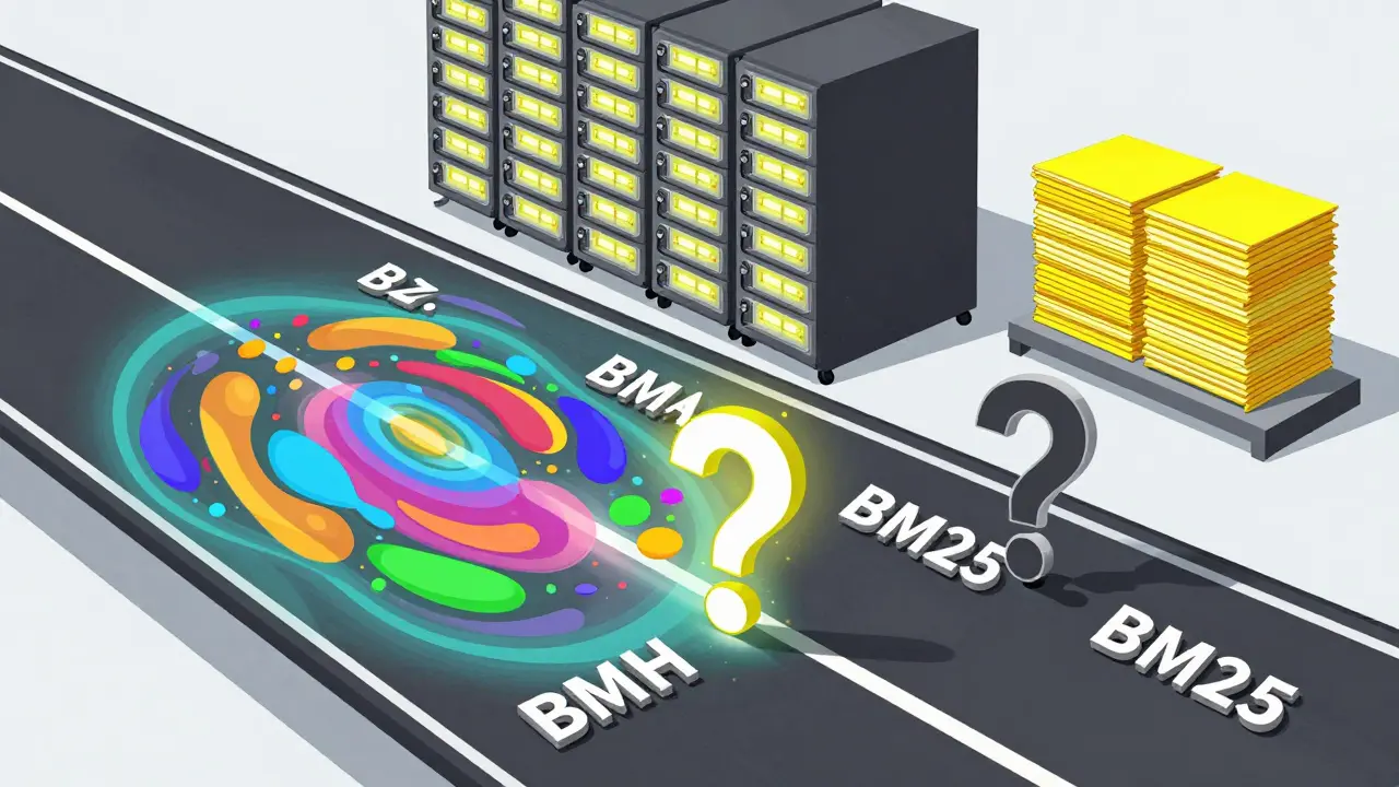 Hybrid indexing system with vector and keyword lanes merging to answer a query in a technical illustration.