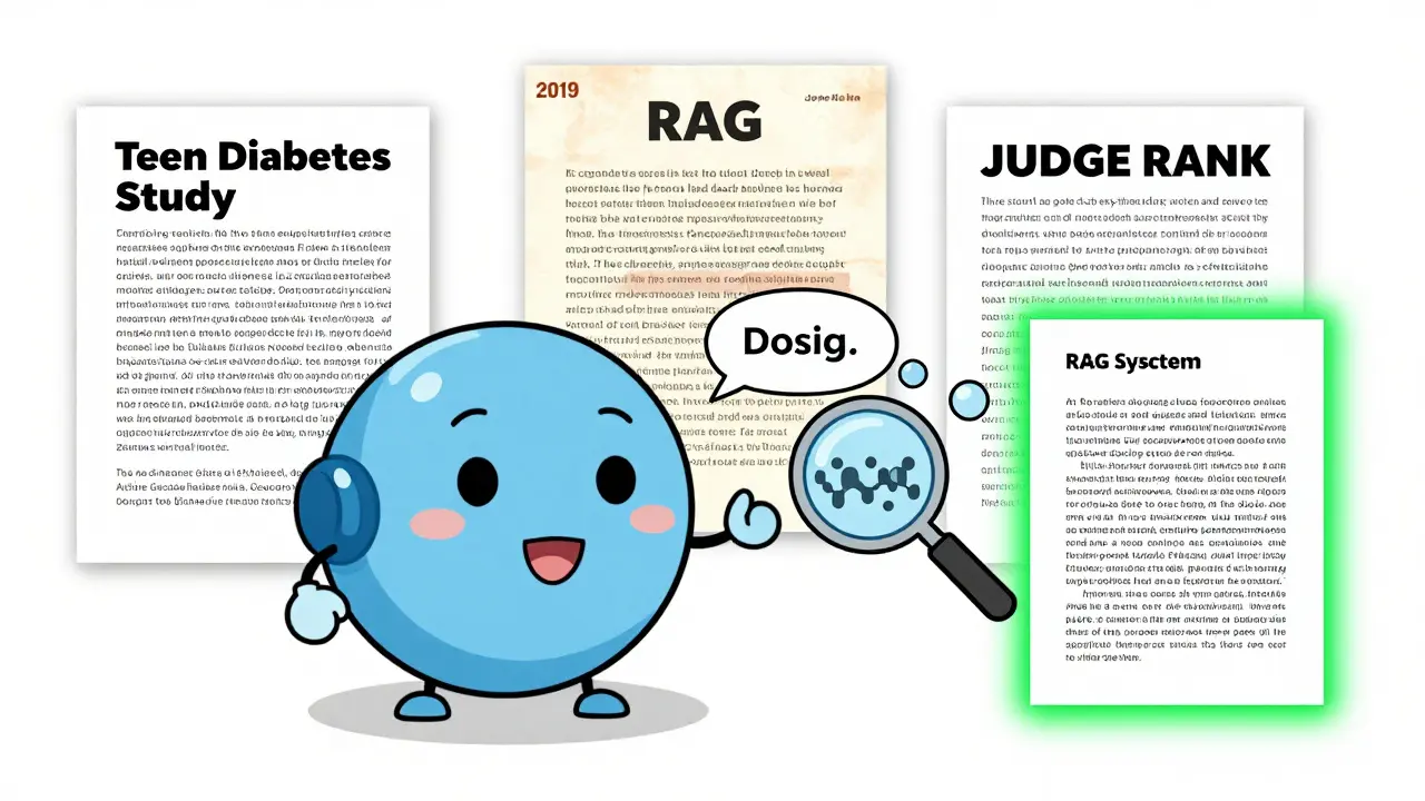 Medical AI system filtering misleading documents using contextual analysis to select only accurate sources.