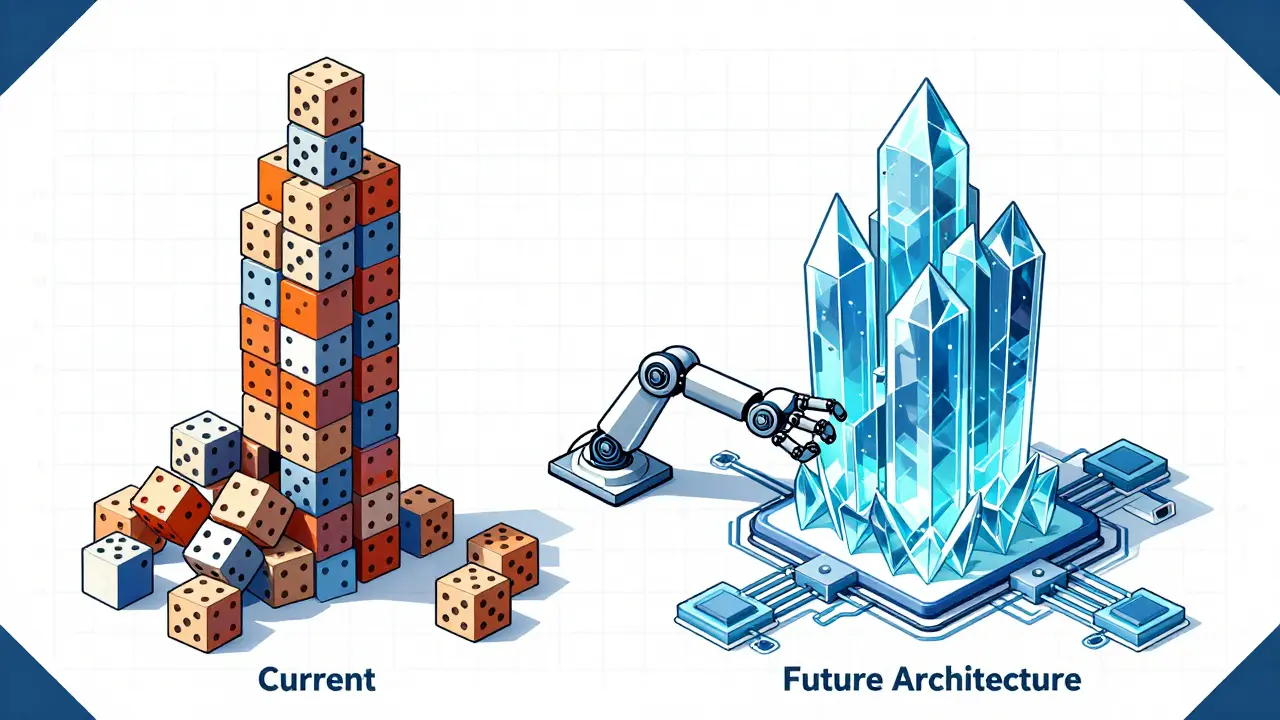 Blueprint comparison of unstable AI towers versus stable lattices
