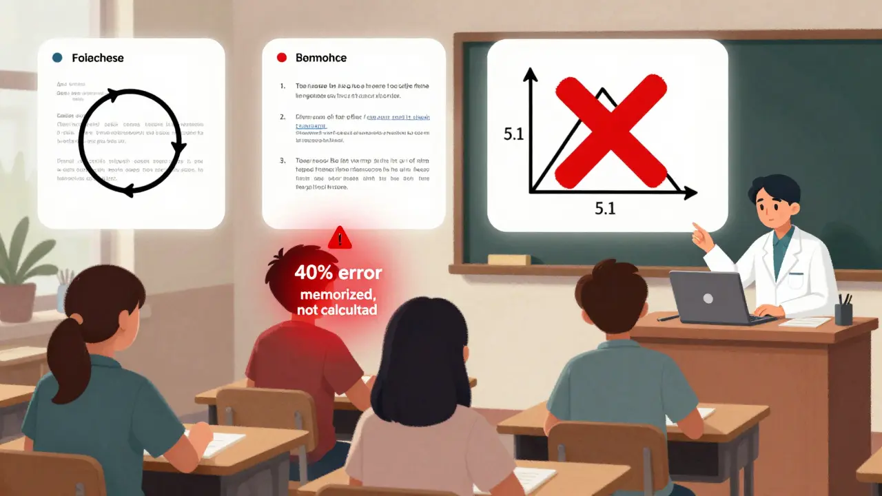 Students rely on an AI tutor that gives wrong answers, while a scientist uses a verified solver instead.