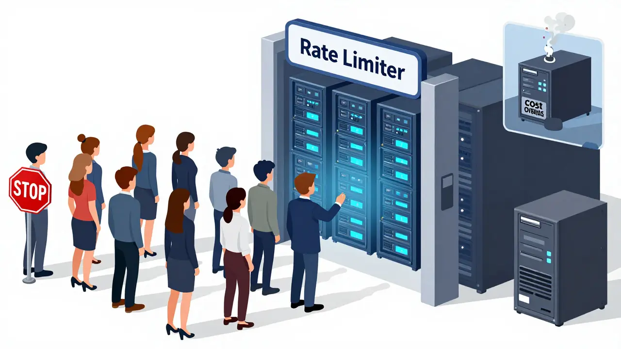 API gateway enforcing rate limits to prevent cost overruns