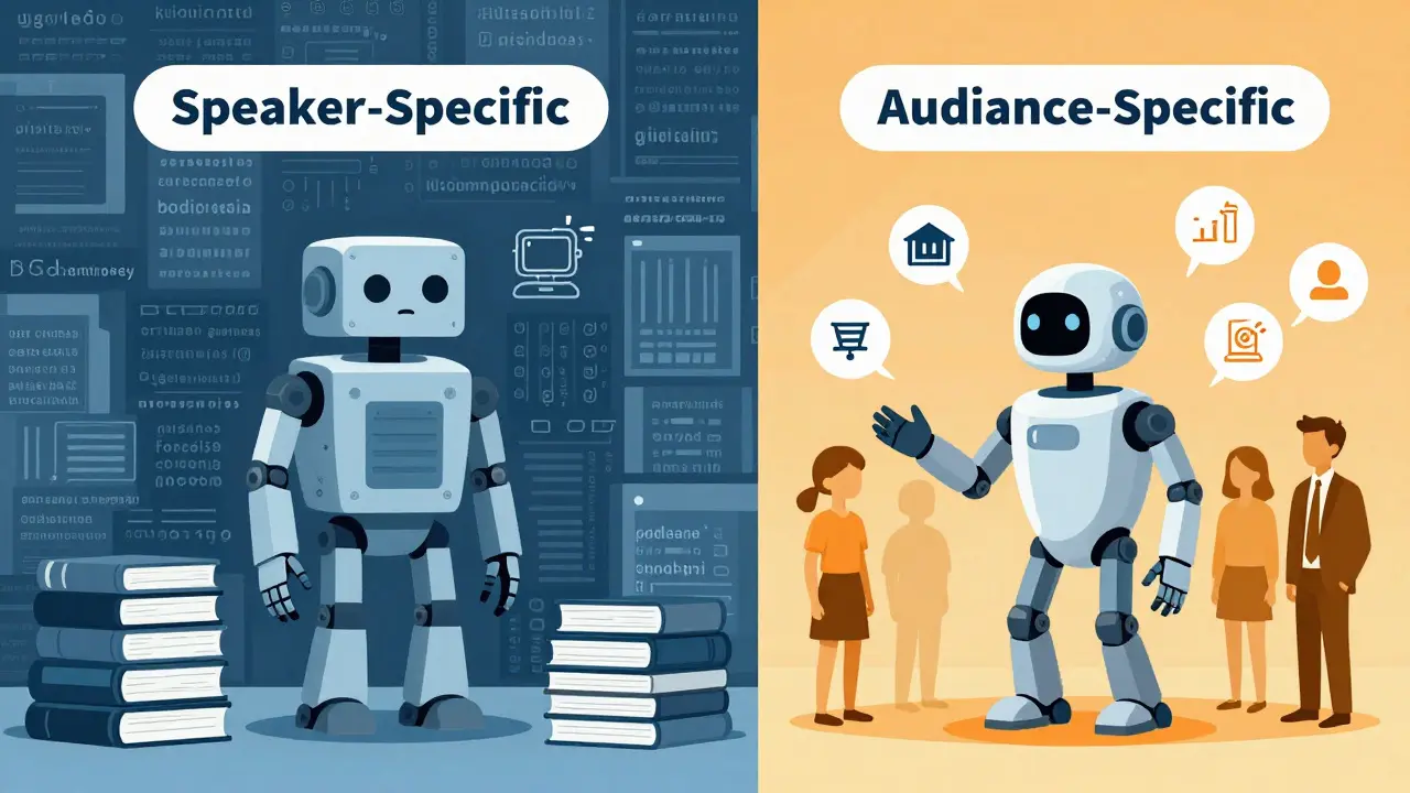 Comparison of speaker-focused vs audience-focused AI communication styles