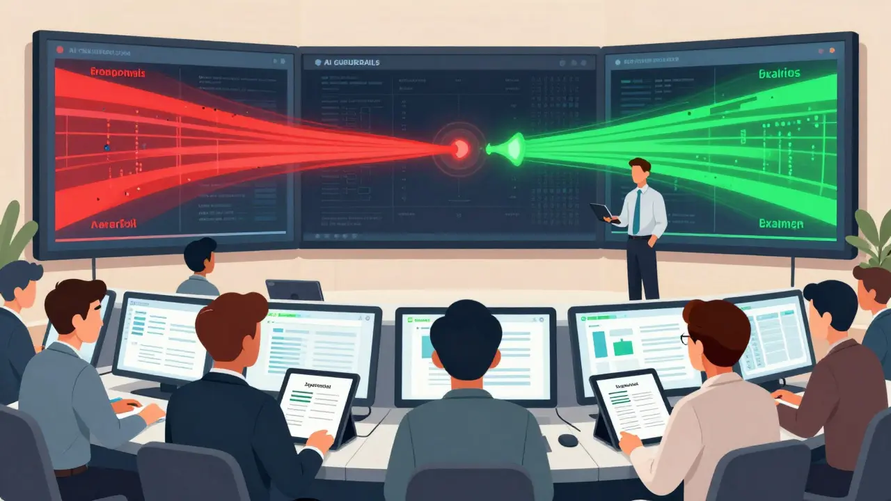 Control room dashboard monitoring AI policy enforcement and updates