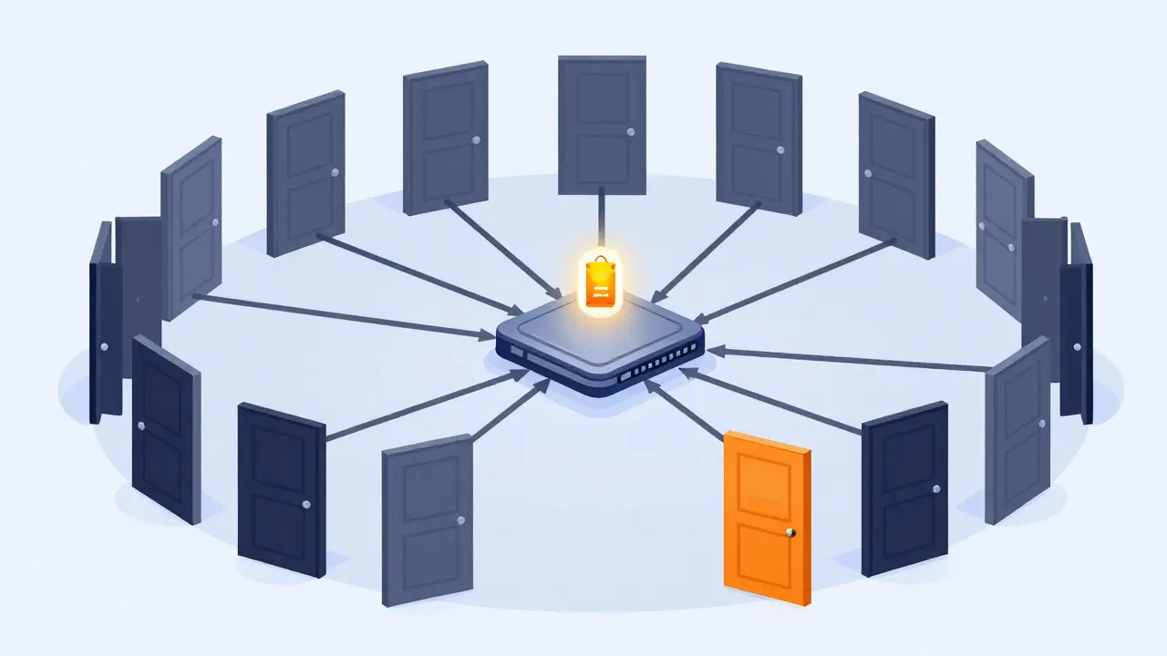 Diagram of MoE architecture activating only specific expert nodes