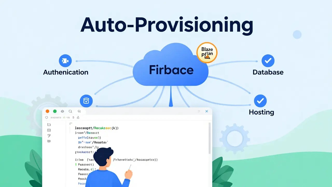 Illustration of auto-provisioning Firebase services and infrastructure