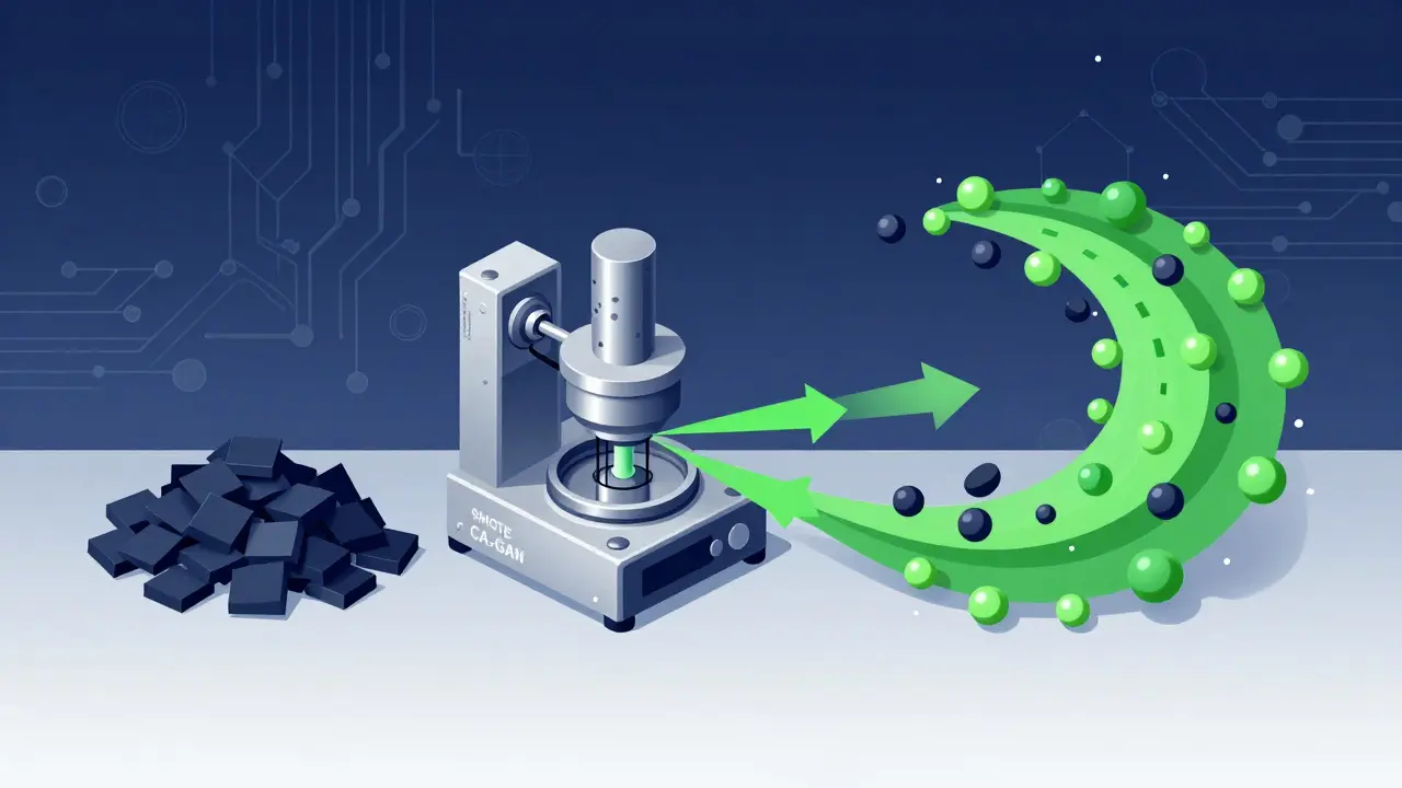 Schematic illustration showing AI tools filtering and balancing datasets to reduce bias.
