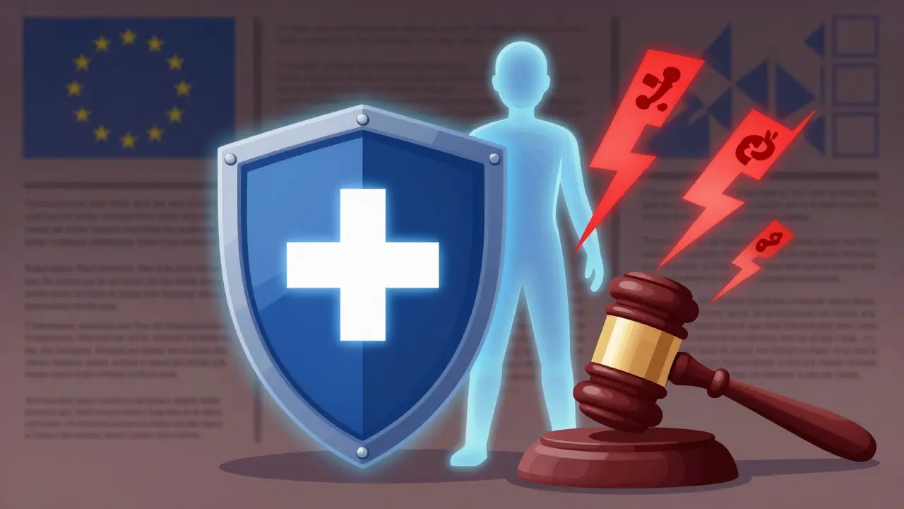 AI shield protecting medical and legal symbols from errors