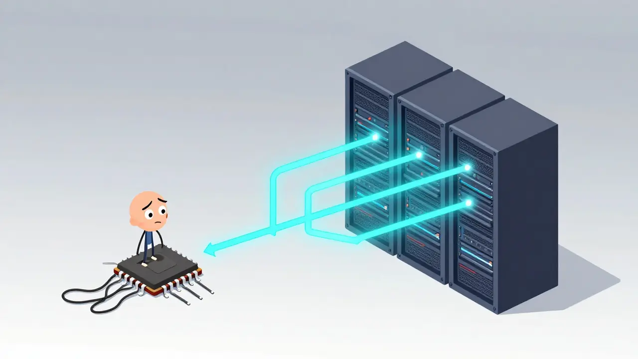 Comparison of small confused chip vs large efficient server logic