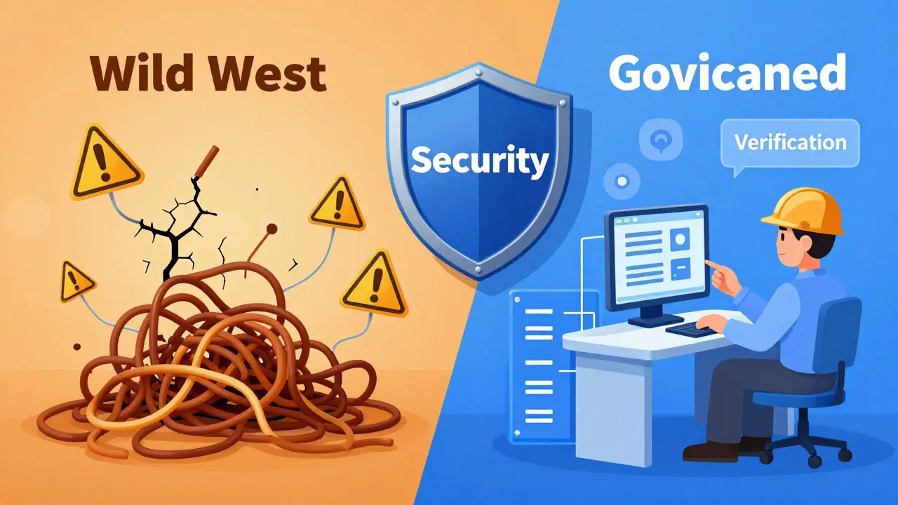 Contrast between chaotic code and verified, secure development