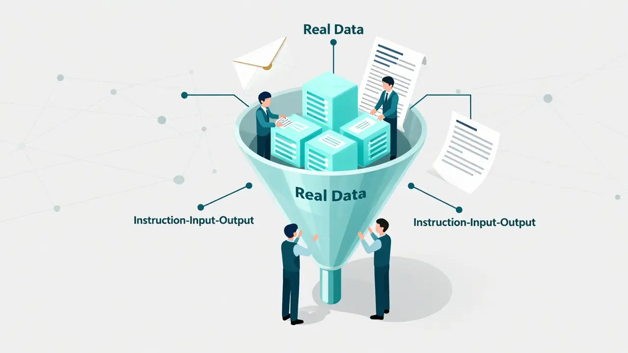 Funnel processing emails and tickets into structured data blocks with experts