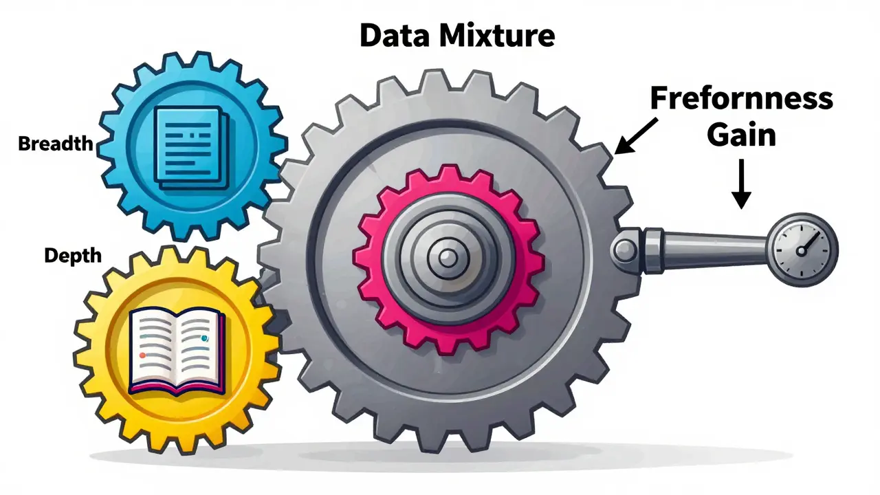Technical drawing of gears representing data breadth, depth, and freshness