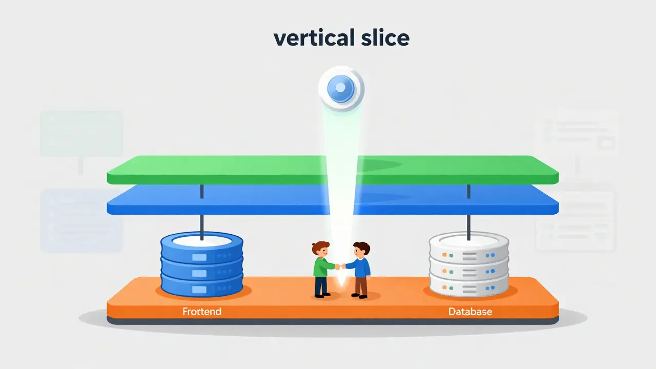 Vertical slice method connecting UI to database