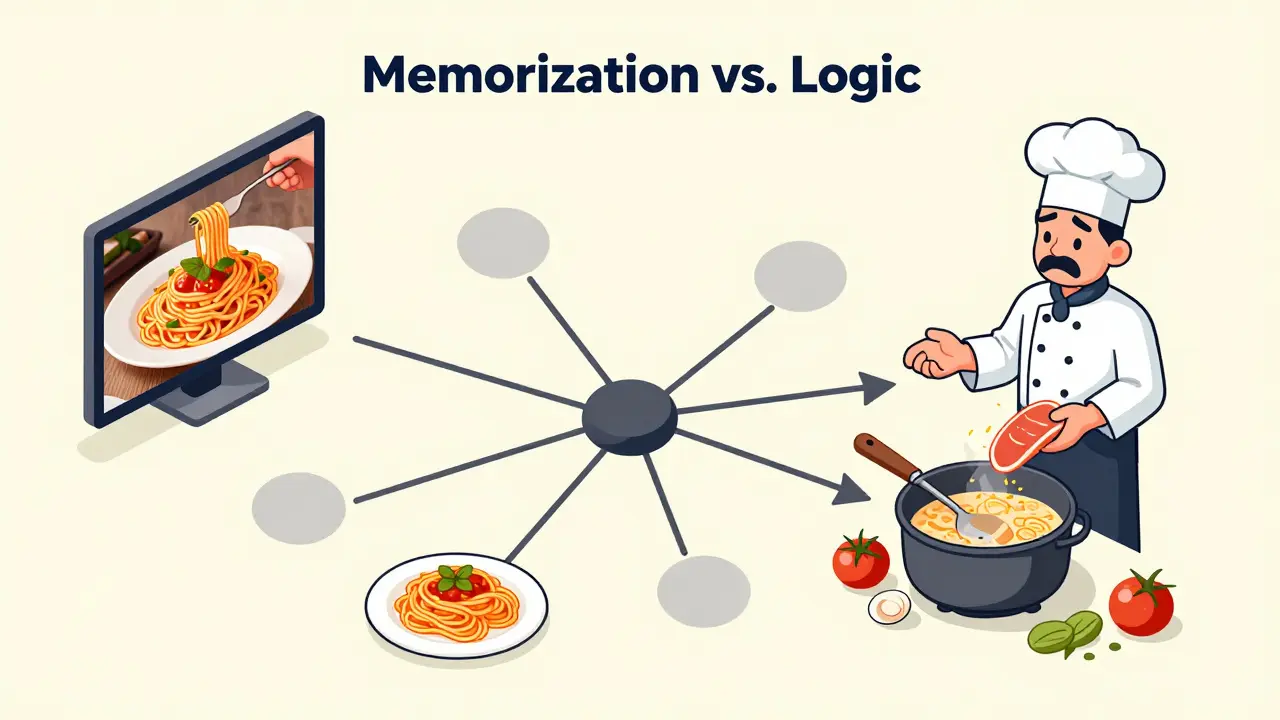 Chef memorizing pasta recipe but failing to create new soup dish