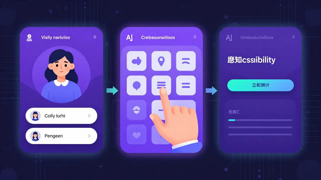 Concept art of an adaptive UI changing for different user needs automatically.