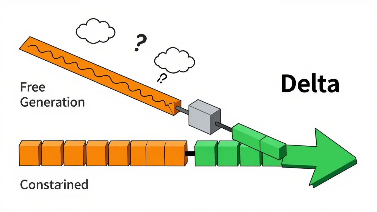 Diagram comparing free vs constrained generation paths