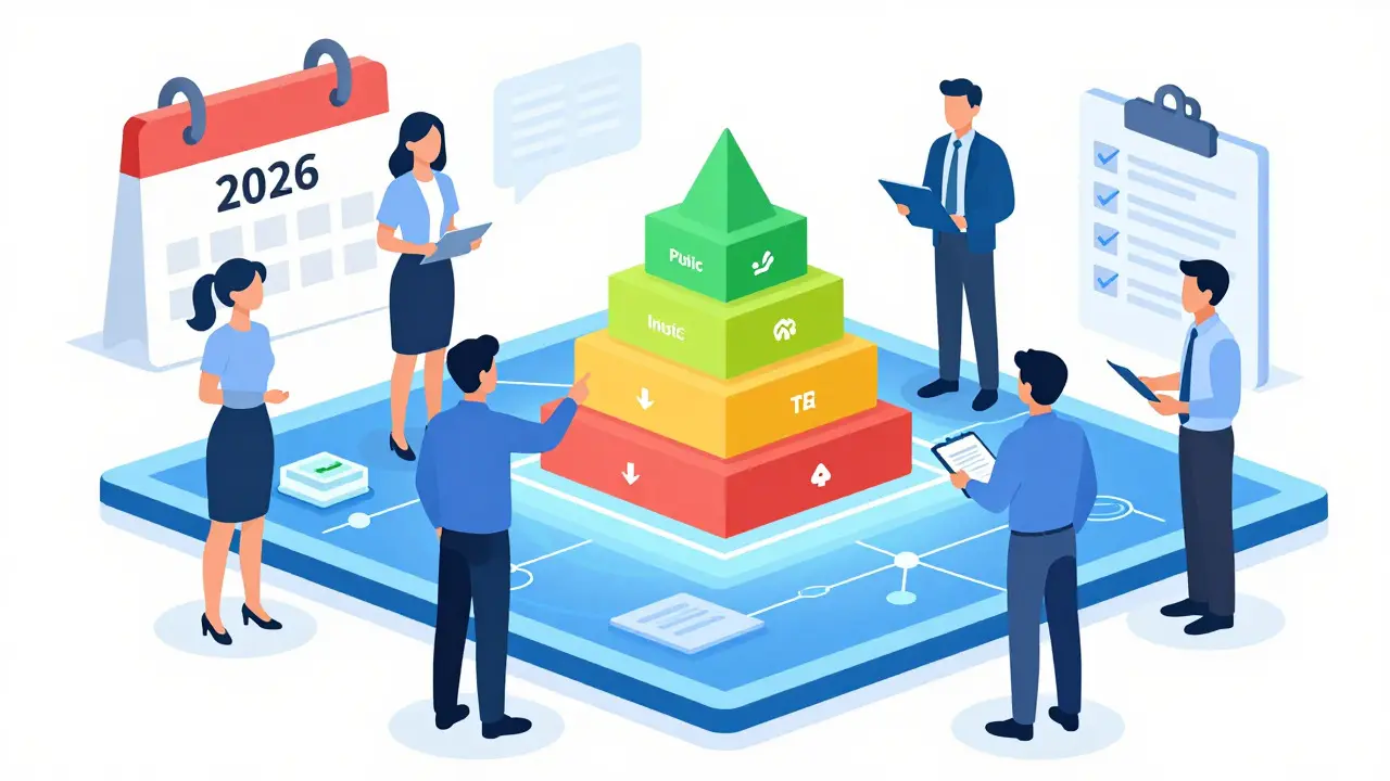Team managing data governance hierarchy and compliance