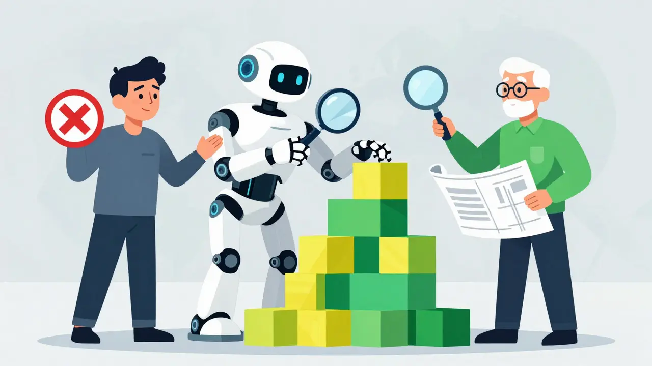 Developer guiding an AI robot to build software, debunking replacement myths