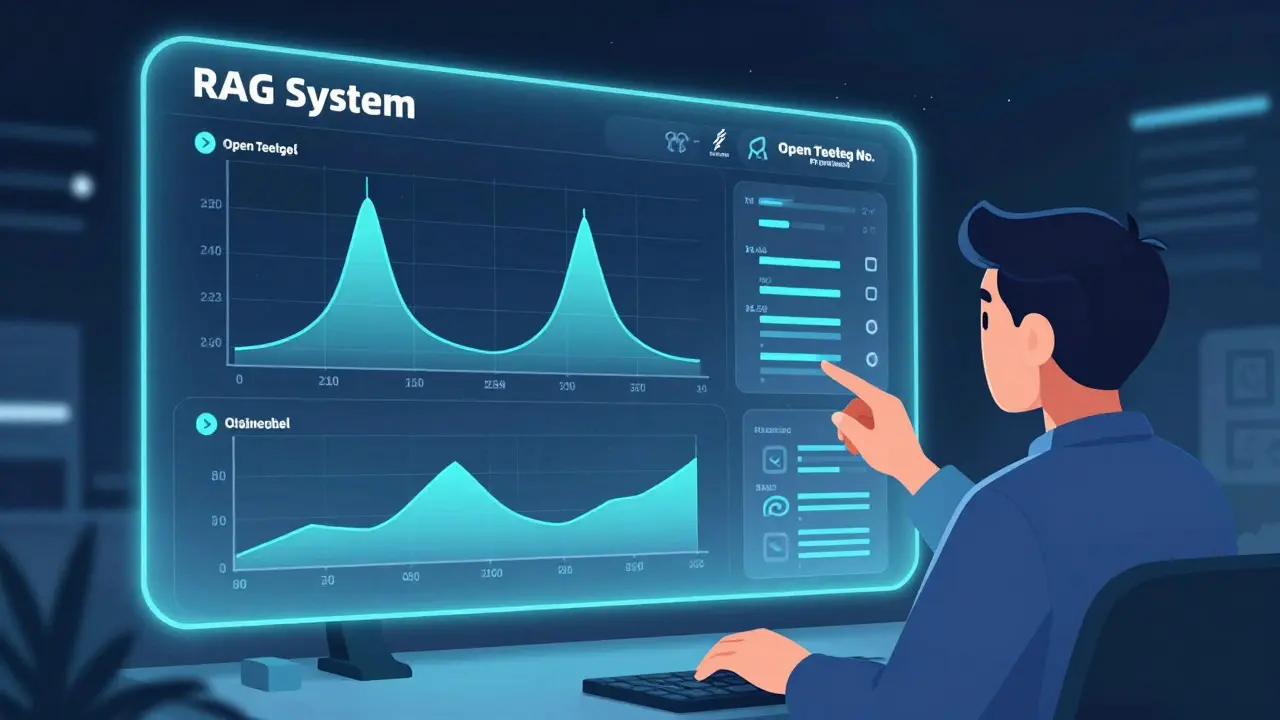 Developer monitoring RAG latency metrics on a dashboard