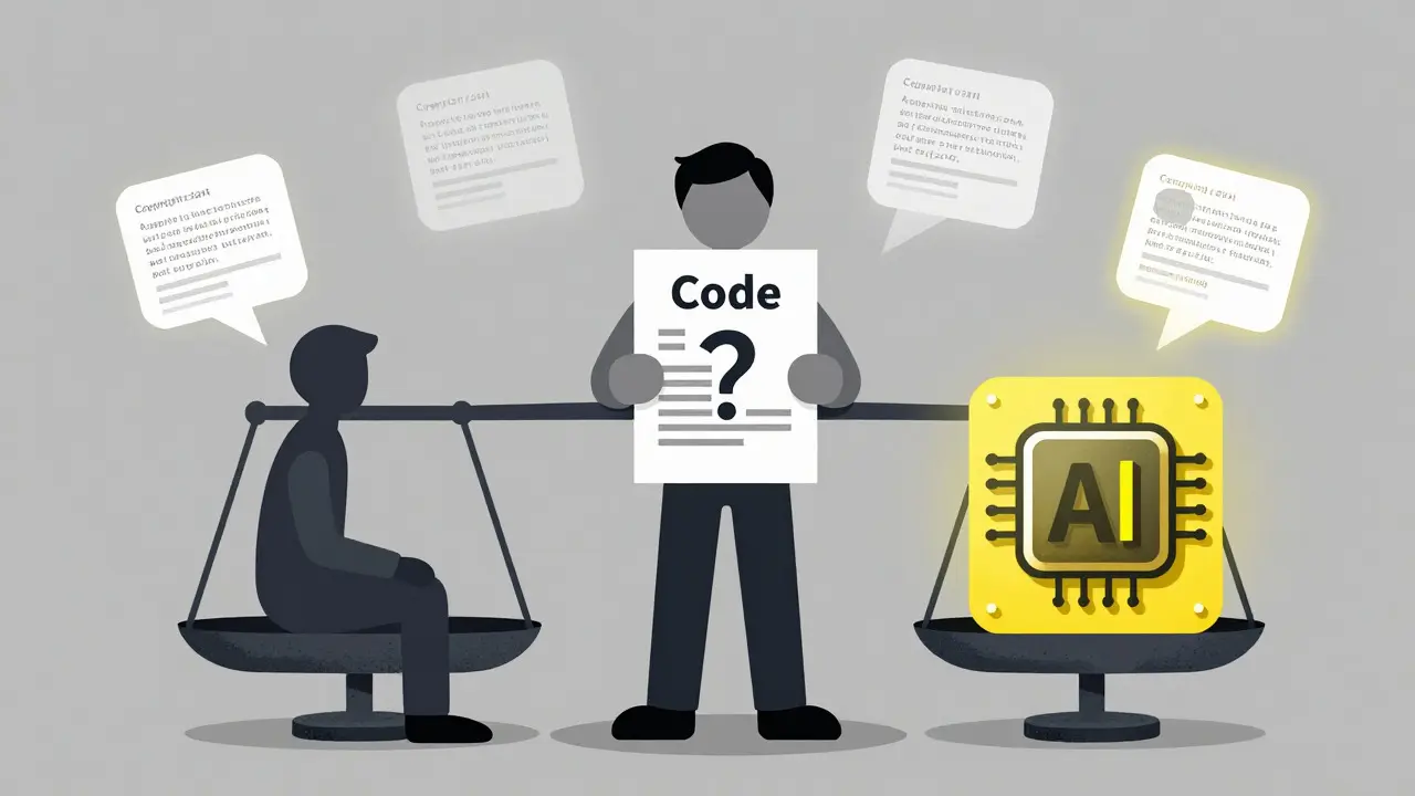 Illustration of copyright ambiguity between human and AI ownership