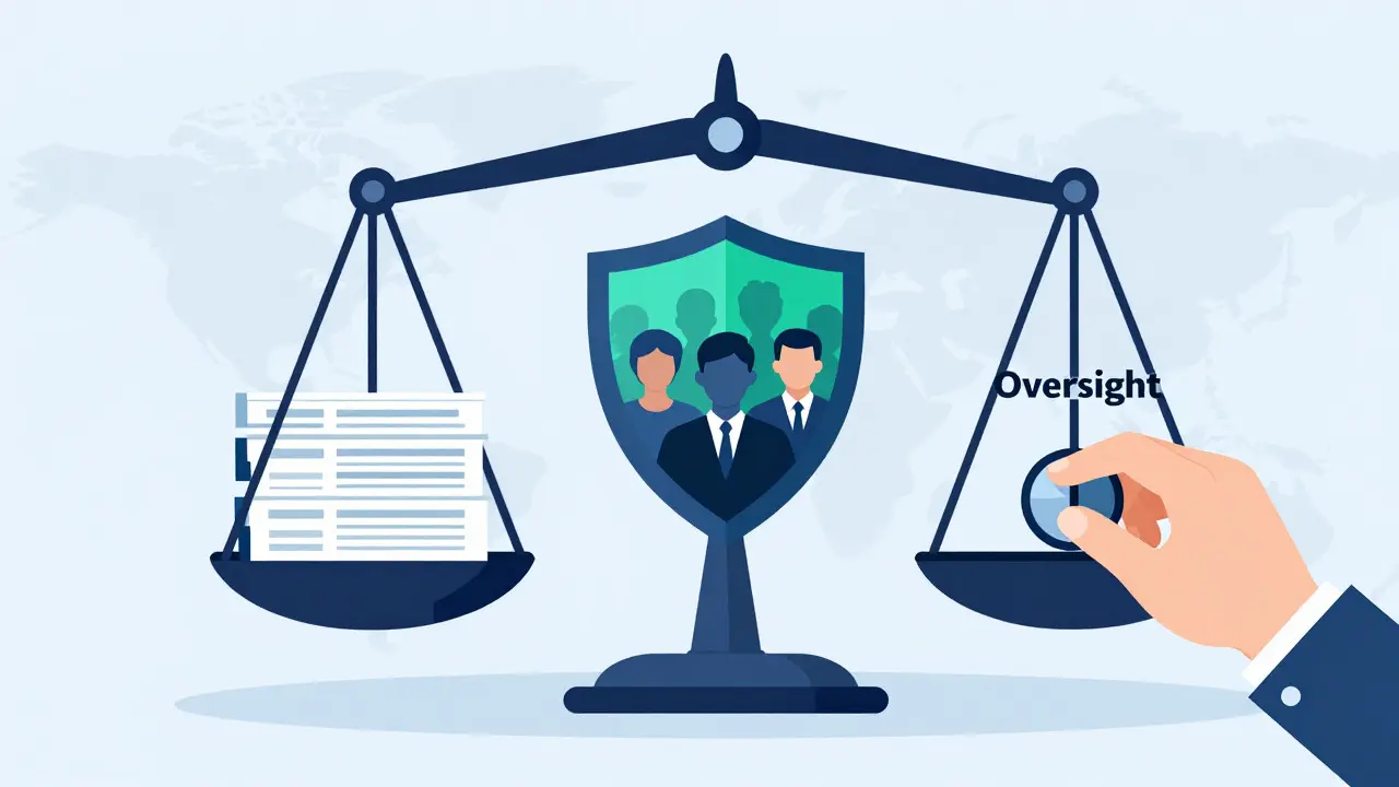 Illustration of human oversight balancing AI data for fair HR decisions
