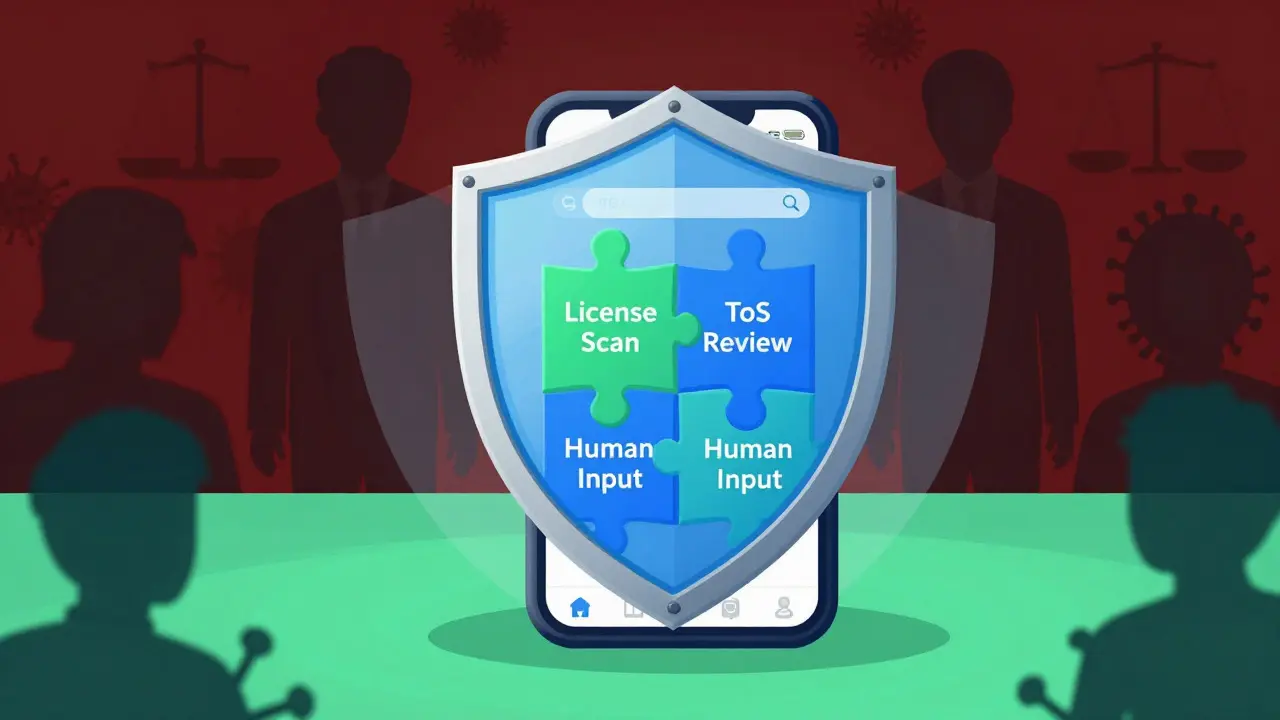 Shield protecting app from legal risks like license contamination
