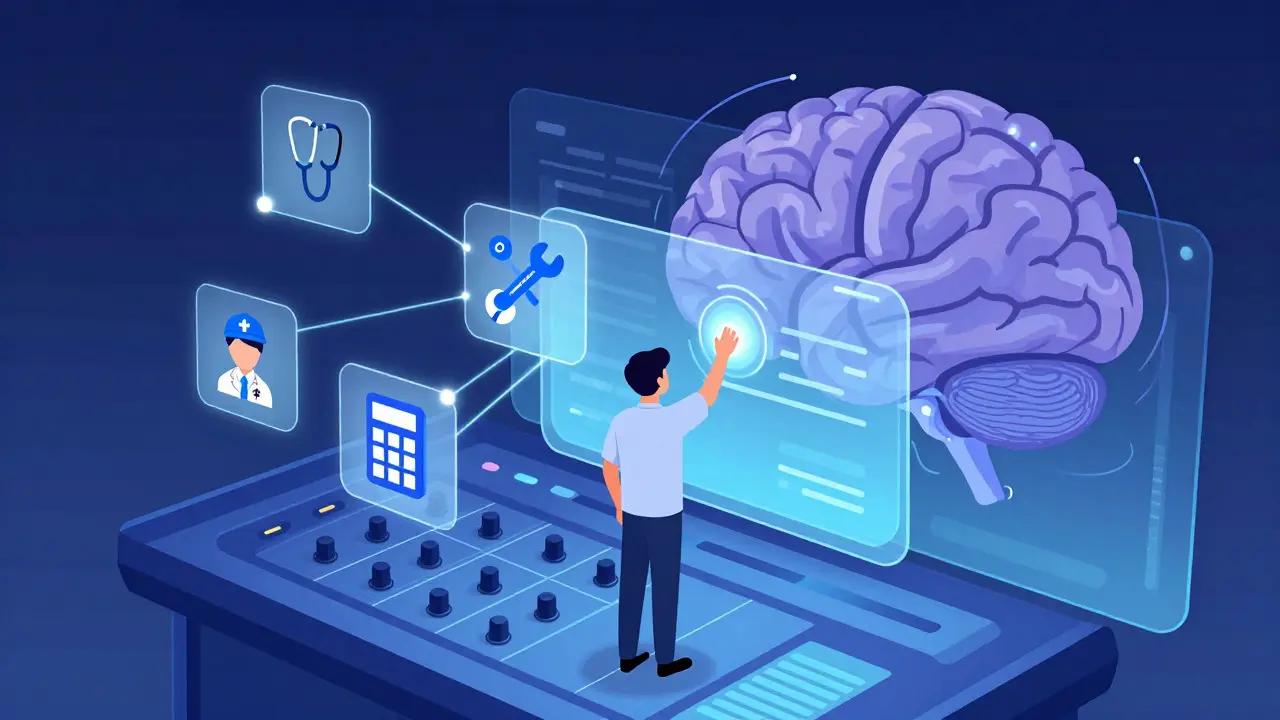 User selecting expert personas from a digital menu to guide AI response patterns.