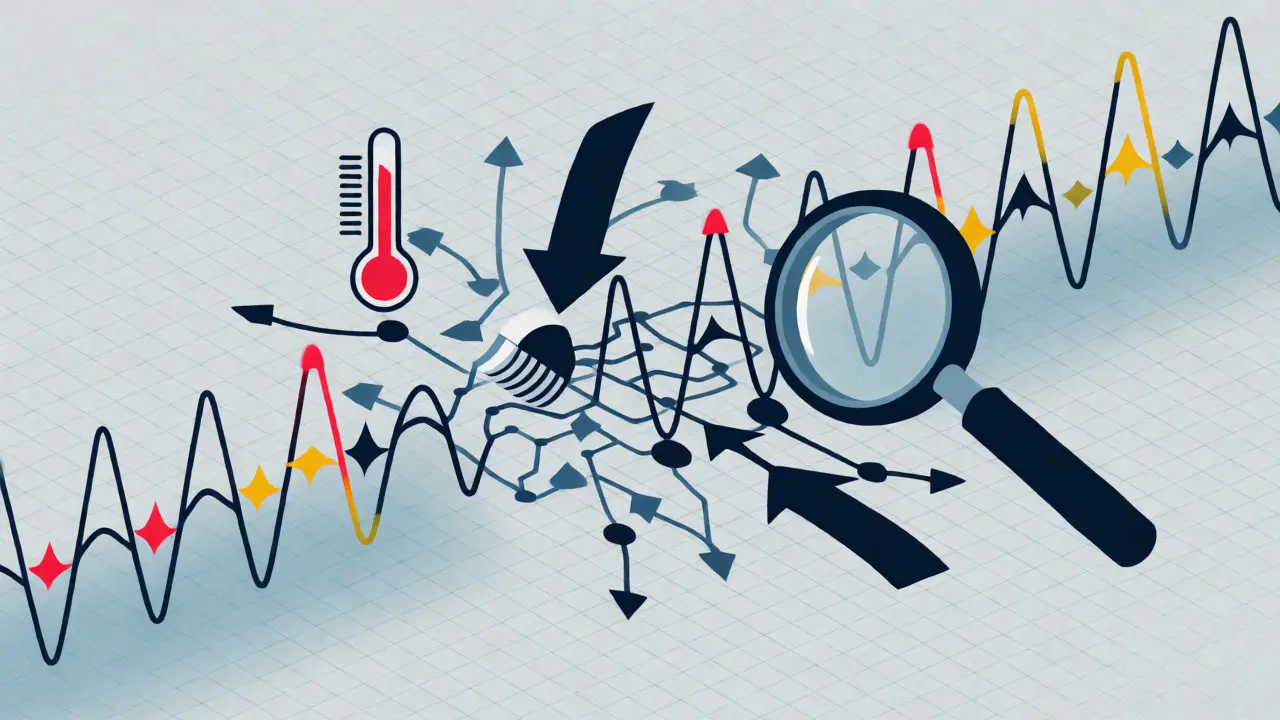 Diagram illustrating calibration techniques smoothing out erratic AI confidence scores using various tools.
