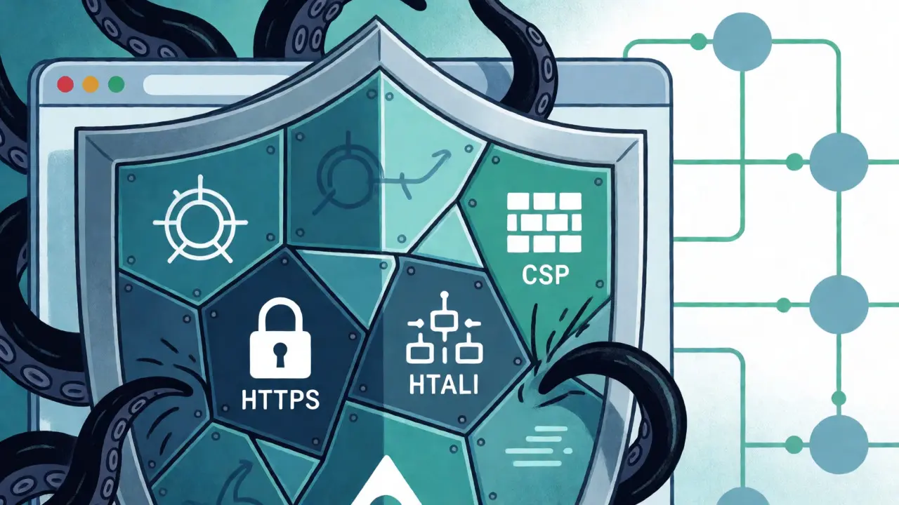 Digital shield blocking cyber attacks from reaching a web application
