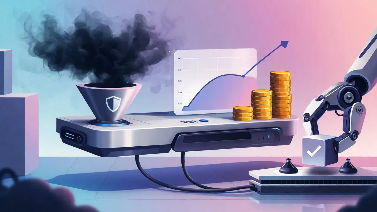 Futuristic control panel turning chaotic spending into stable growth.