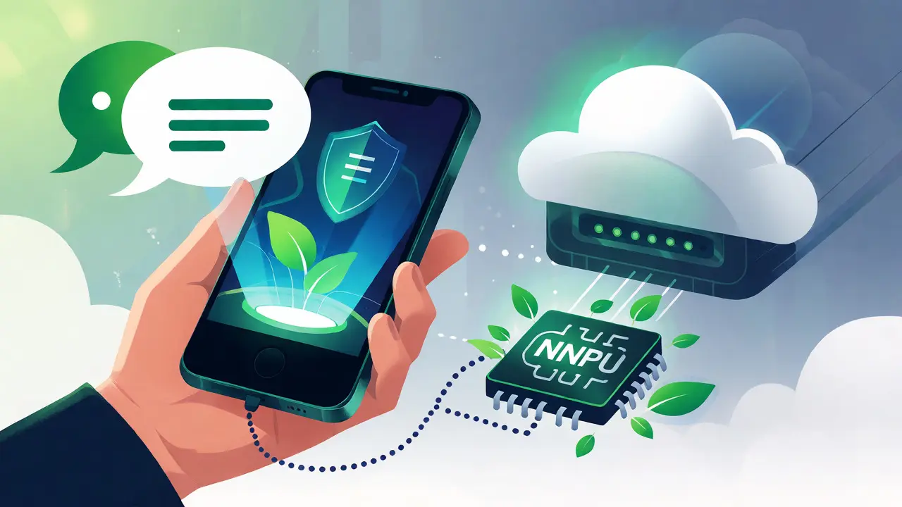 Phone projecting secure chat with efficient NPU