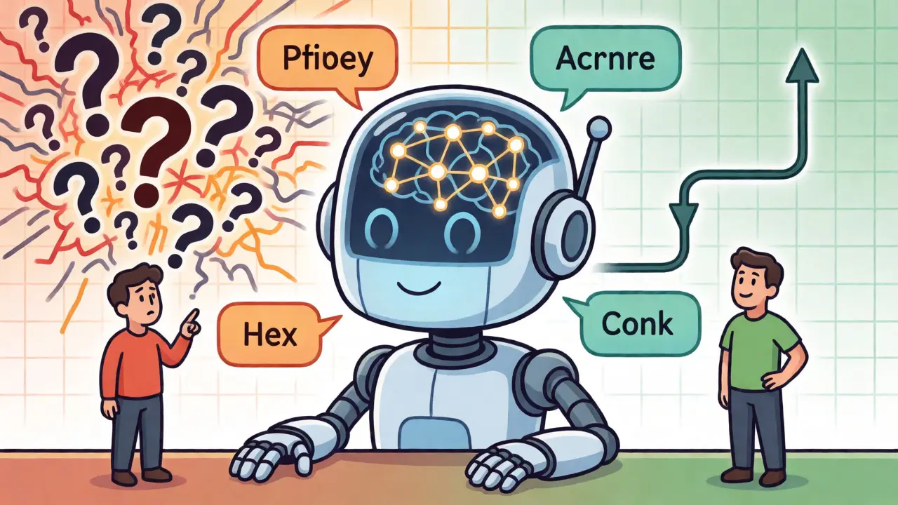 Robot comparing high perplexity confusion with low perplexity clarity