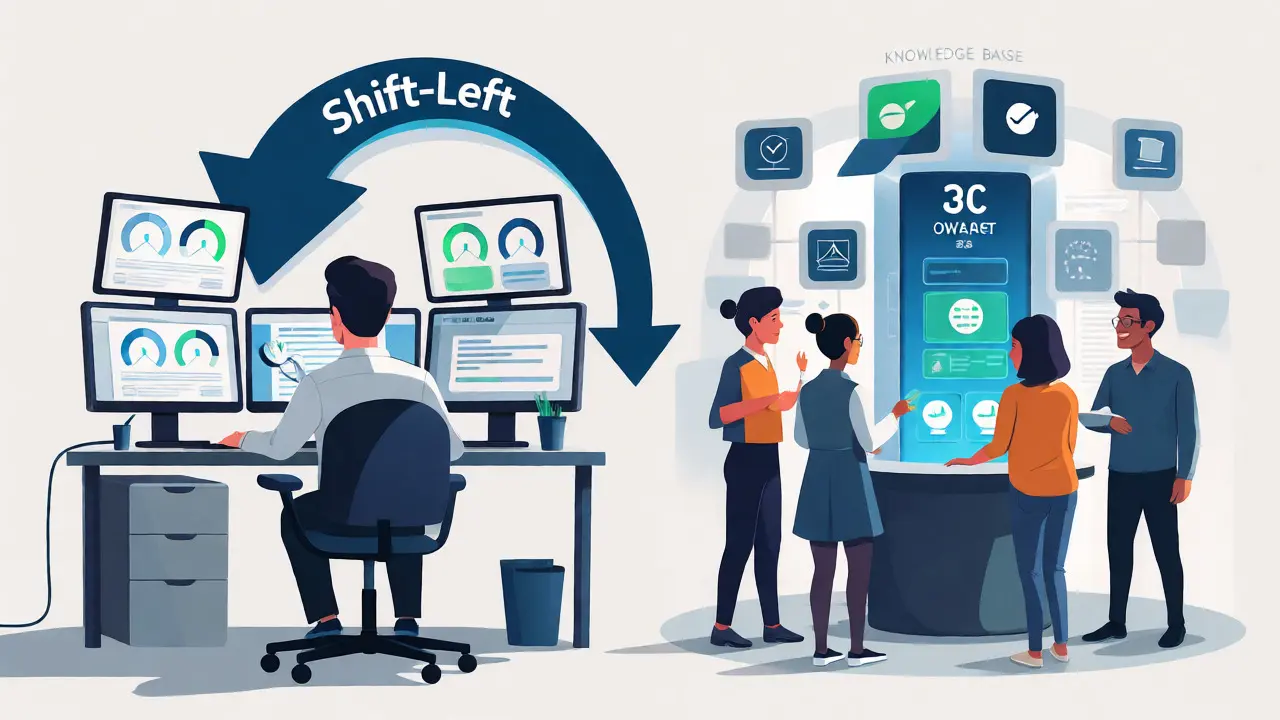 Developers using shift-left security testing in a collaborative DevSecOps environment.