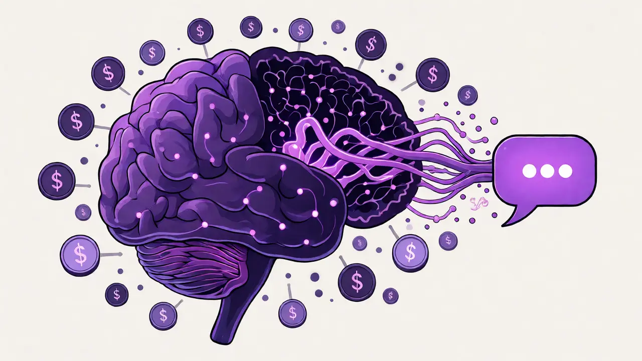 Diagram showing how hidden internal thinking tokens in AI models significantly increase computational costs.