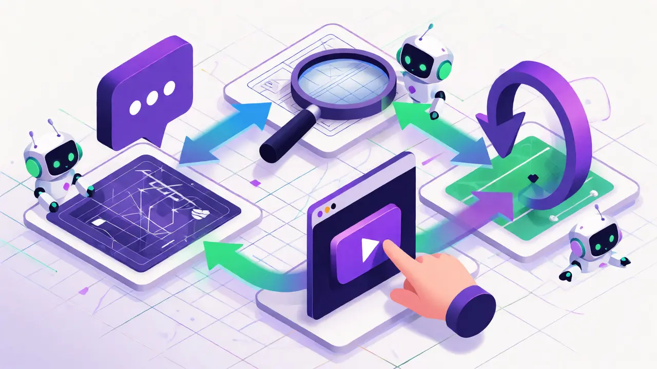 Four-step workflow for creating apps via natural language