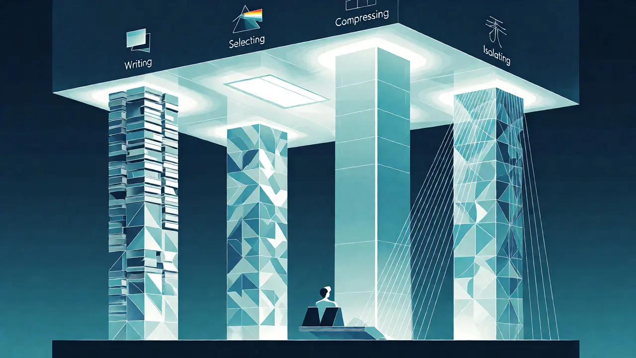 Four structural pillars supporting a stable AI architecture in clean technical illustration.
