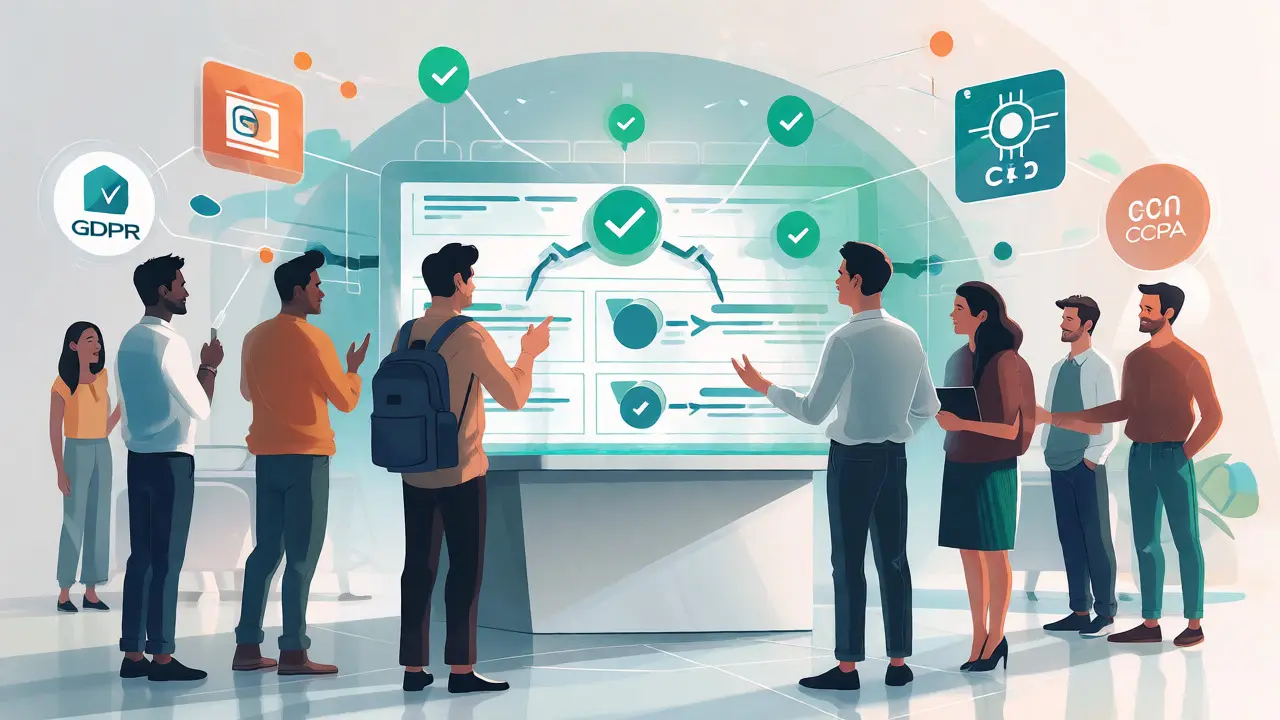 Team using automated compliance tools for secure coding
